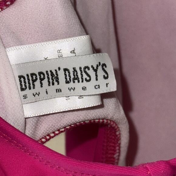 Dippin daisys high cut open back high neck one piece pink swimsuit - Picture 8 of 10